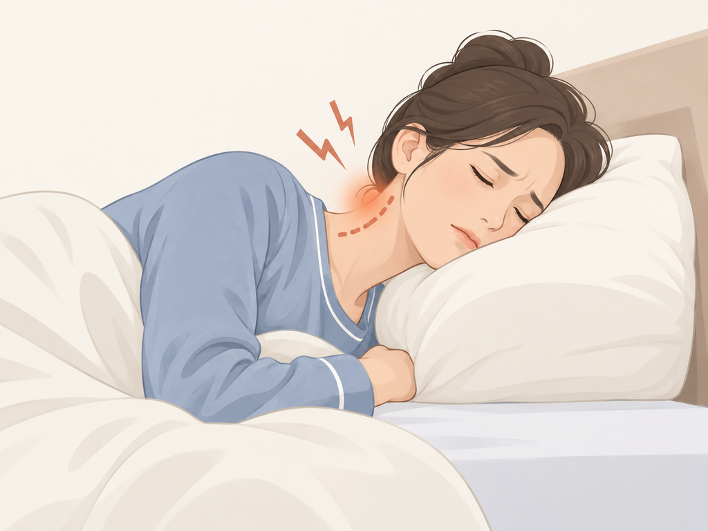 수면자세때문에 목에 긴장이 생기는 그림

